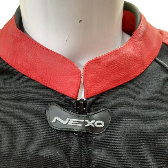 Y2K Leather Racing Motorcycle Jacket Armored Mens Size M Red Black White Nexo - Picture 3 of 15
